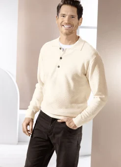 Polopullover mit kurzer Knopfleiste in 3 Farben