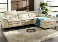 Polsterecke mit verstellbarer Kopfstütze und Ottomane