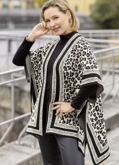 Poncho in Jacquard-Dessin