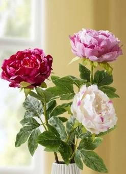 Päonien-Blumen aus hochwertigem Kunst- und Textilmaterial im 3er-Set