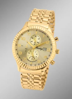 Prestige-Quartz-Chronograph mit Gehäuse und Band aus Gold 585/- fein