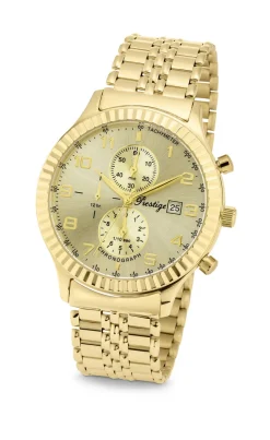 Prestige-Quartz-Chronograph mit Gehäuse und Band aus Gold 585/- fein