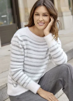 Pullover aus haarigem Effektgarn mit Glitzer