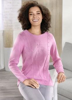 Pullover mit aufwendiger Strukturblüte