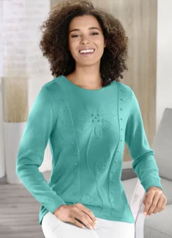 Pullover mit aufwendiger Strukturblüte