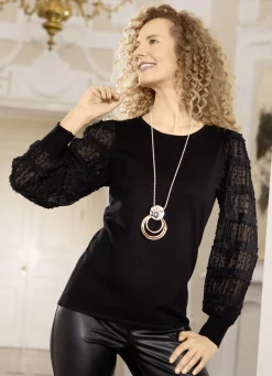Pullover mit Chiffon-Ärmeln