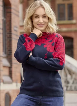 Pullover mit floralen Jacquardakzenten