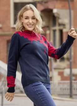 Pullover mit floralen Jacquardakzenten