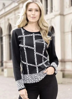 Pullover mit Jacquardakzenten in Tierfelloptik
