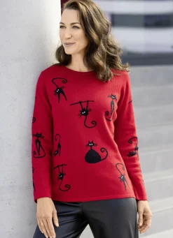 Pullover mit Katzenmotiven