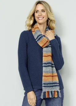 Pullover mit Schal in Grobstrick