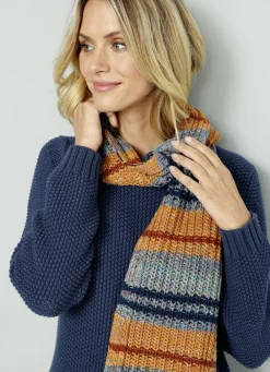 Pullover mit Schal in Grobstrick