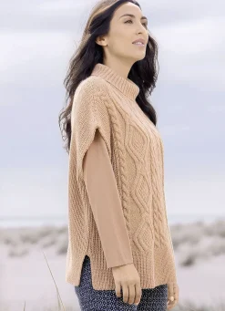 Pullunder in Perlfang mit Zopfmuster