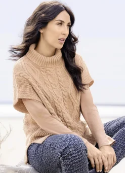 Pullunder in Perlfang mit Zopfmuster