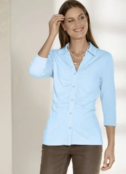 Raffinierte Shirtbluse mit Polokragen in 3 Farben