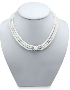 3-reihige Halskette mit Süßwasser-Zuchtperlen