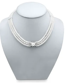 3-reihige Halskette mit Süßwasser-Zuchtperlen