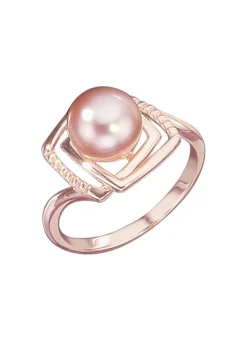 Rosevergoldeter Damenring mit Süßwasser-Zuchtperle