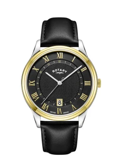 Rotary Quartz-Herrenuhr mit Lederband