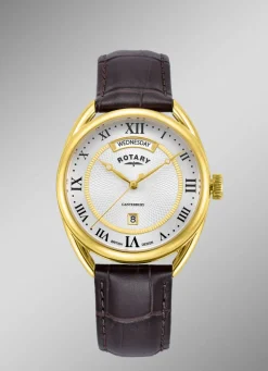 Rotary Quartz-Herrenuhr mit Lederband