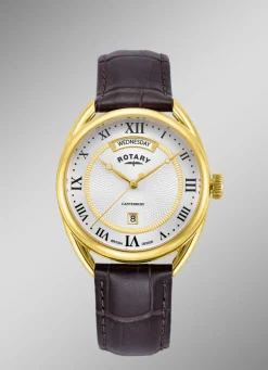 Rotary Quartz-Herrenuhr mit Lederband