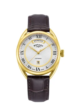 Rotary Quartz-Herrenuhr mit Lederband