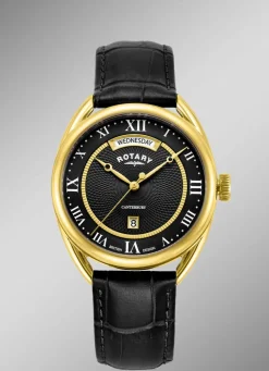 Rotary Quartz-Herrenuhr mit Lederband