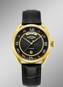 Rotary Quartz-Herrenuhr mit Lederband