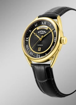 Rotary Quartz-Herrenuhr mit Lederband