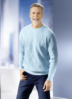 Rundhalspullover mit Strukturdessin in 2 Farben