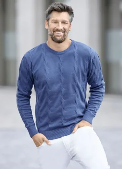 Rundhalspullover mit Strukturdessin in 3 Farben