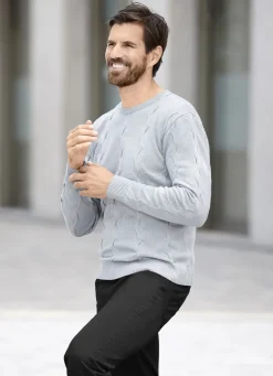 Rundhalspullover mit Strukturdessin in 3 Farben