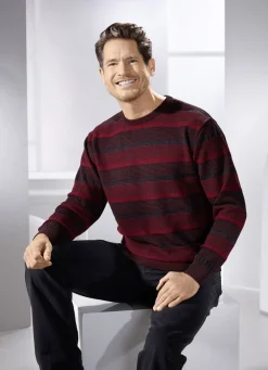 Rundhalspullover mit Strukturdessin in 2 Farben