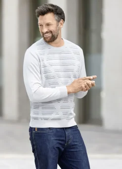 Rundhalspullover mit Strukturdessin in 3 Farben