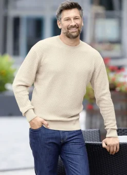 Rundhalspullover mit Strukturdessin in 3 Farben