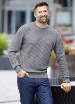 Rundhalspullover mit Strukturdessin in 3 Farben