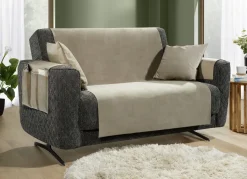 Samtweiche Sessel- und Sofaschoner mit Anti-Rutsch-Rückseite