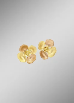 Satinierte Ohrstecker Blüte in Bicolor