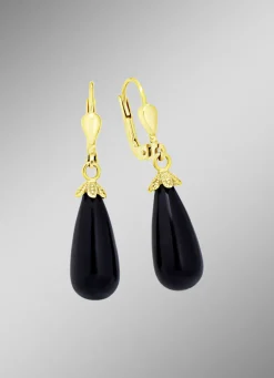 Schicke Ohrhänger mit beh. Onyx