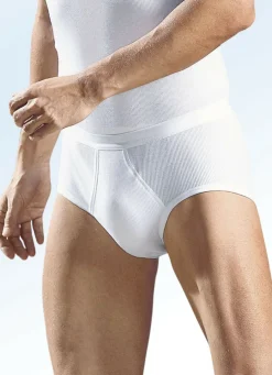 Schiesser Dreierpack Slips aus Doppelripp mit Eingriff, weiß