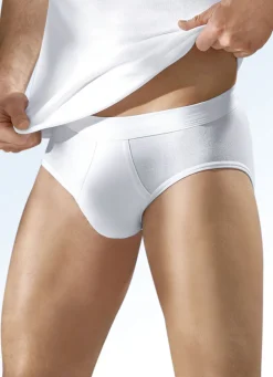 Schiesser Dreierpack Slips aus Feinripp mit Eingriff, weiß
