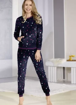 Schlafanzug aus Polarfleece mit Kängurutaschen und Bündchen