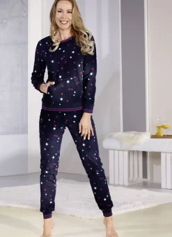 Schlafanzug aus Polarfleece mit Kängurutaschen und Bündchen