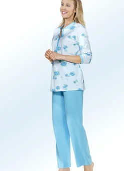 Schlafanzug, Langarm mit Knopfleiste