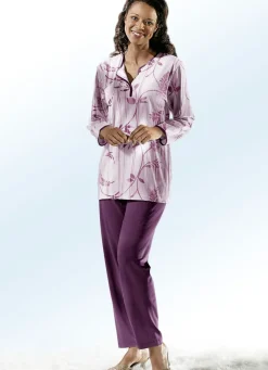 Schlafanzug, Langarm mit Knopfleiste