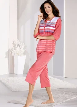 Schlafanzug mit 3/4 langen Ärmeln und wadenlanger Hose