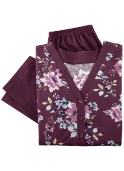 Schlafanzug mit Blende und Knopfleiste sowie langen Ärmeln