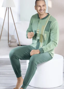 Schlafanzug mit Knopfleiste und Bündchenabschlüssen