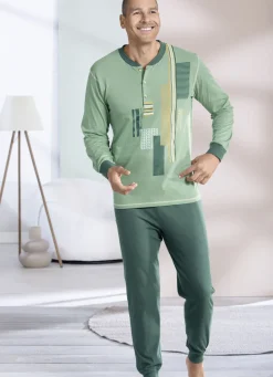 Schlafanzug mit Knopfleiste und Bündchenabschlüssen