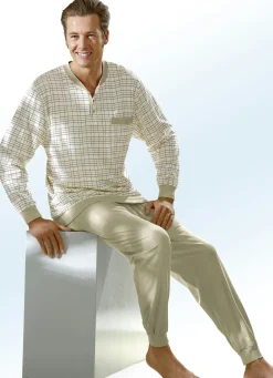 Schlafanzug mit Knopfleiste und Bündchen